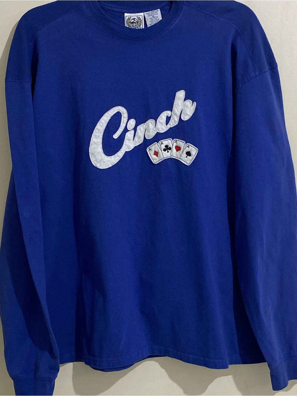 Cinch Men's Royal Blue Logo Long-Sleeve Heavy T-Shirt Size XL